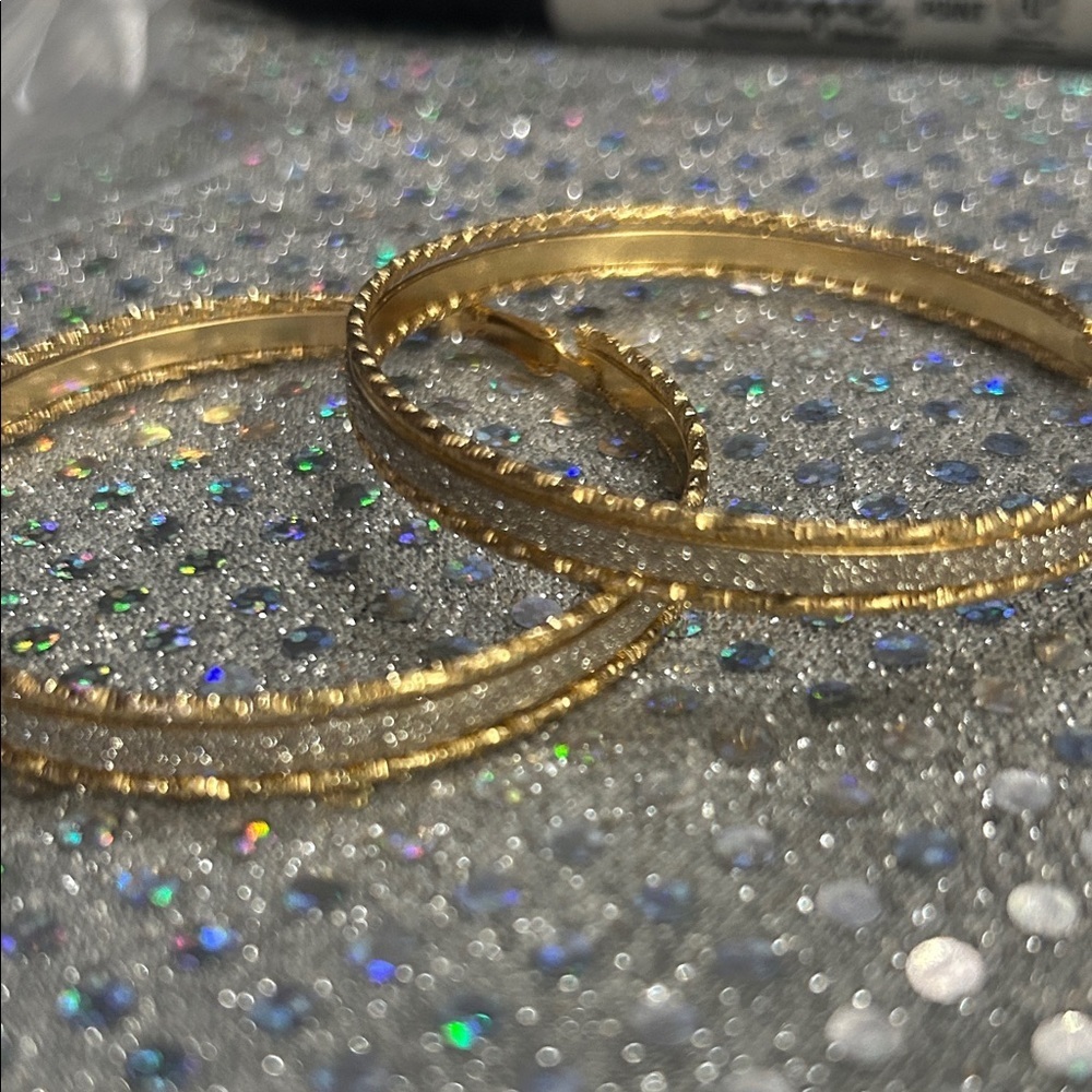 Elegant Gold and Silver Tone Women's Earrings 
3” long